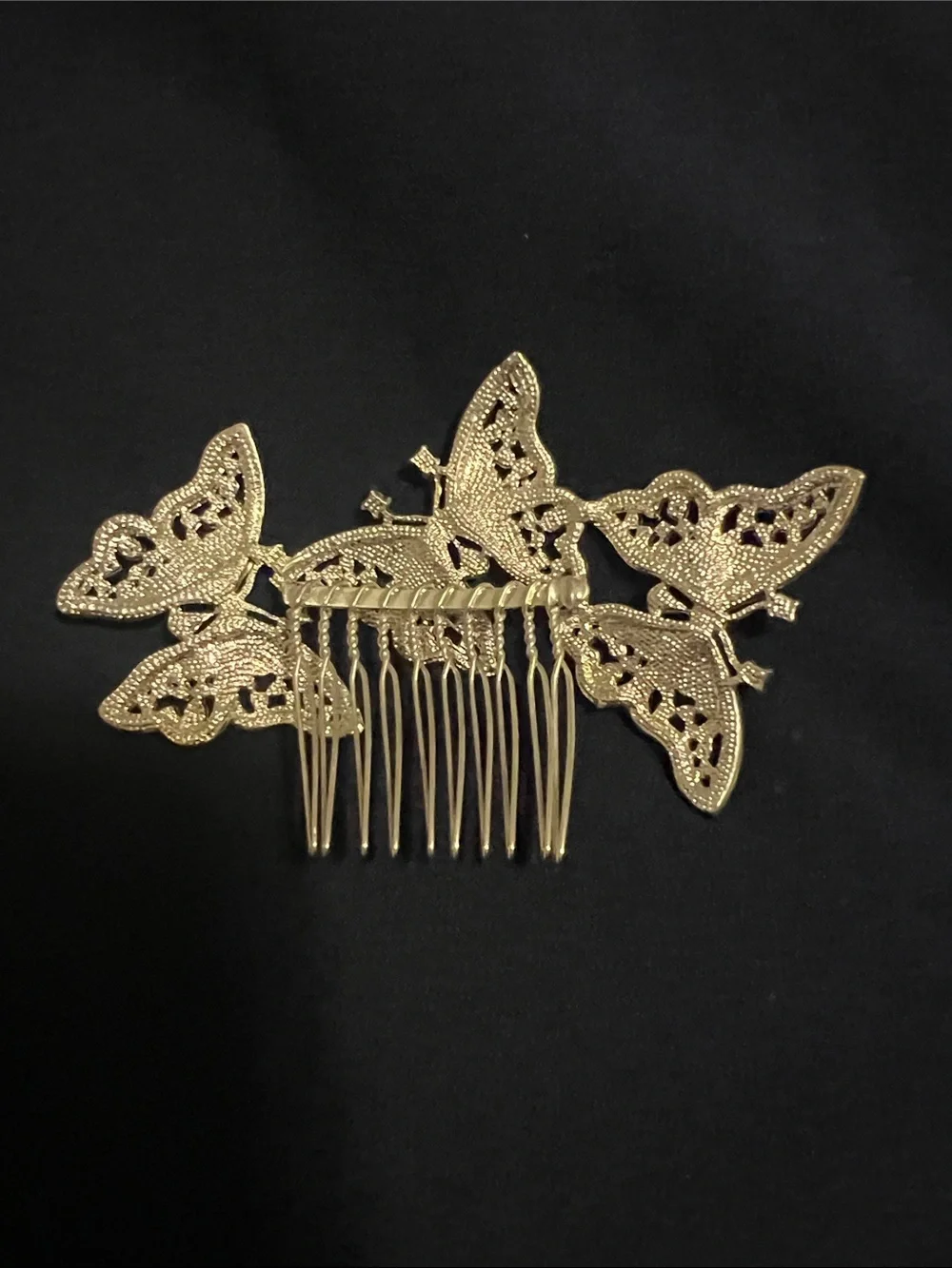 Rhinestone Butterfly Hair Comb - Silver Crystal Accent - Picture 3 of 3
